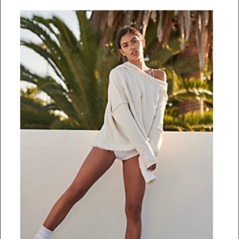 Free People Oversized Off-Shoulder Cream Sweatshirt